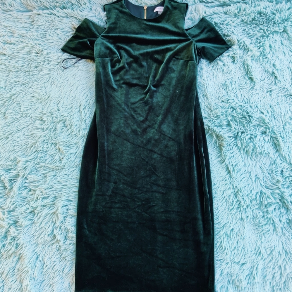 Calvin Klein - Green Velvet Cutout Dress- Size: 2P